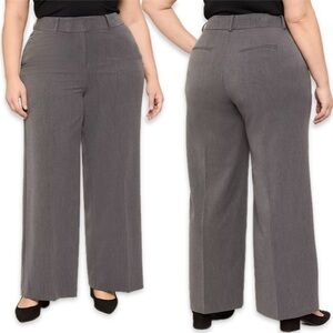AB Studio Wide Leg Professional Light Grey Dress Pant Size 14 Petite Length